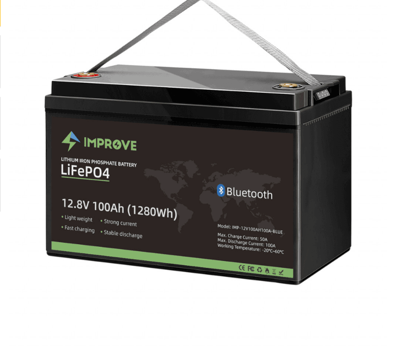 IMPROVE Lithium Batteri 12V 100Ah (LiFePO4) BMS 100A - BLUETOOTH