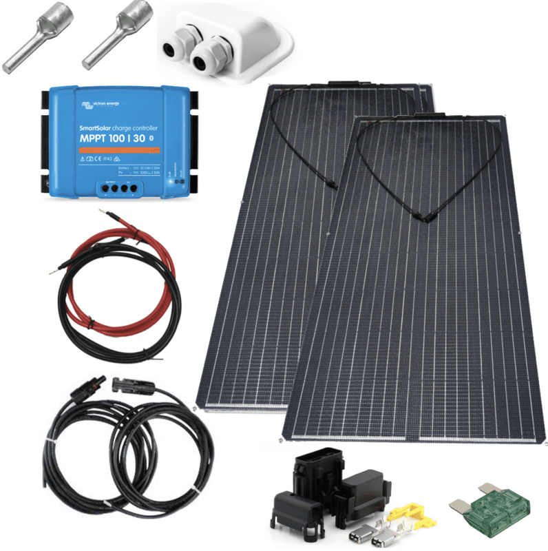 SKANBATT 153x68 - 400W Flexi 2x200w Half-cut komplett kit med Victron BT MPPT