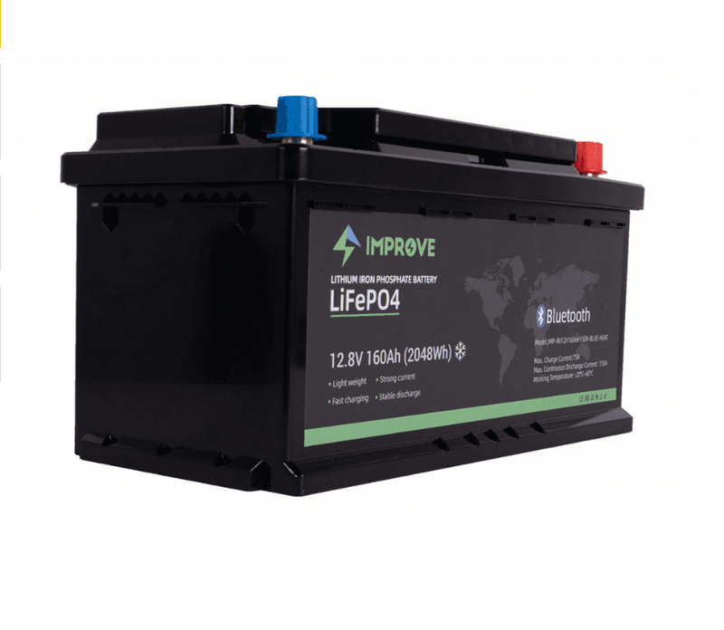 IMPROVE Lithium Batteri 12V 160Ah (LiFePO4) BMS 150A - BOBIL - HEAT - Bluetooth